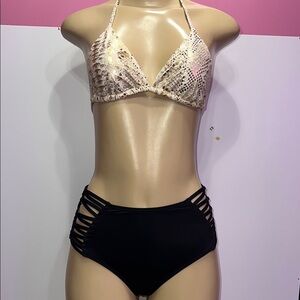 Victoria's Secret Sequin Bikini‎ in Cream and Black zs S